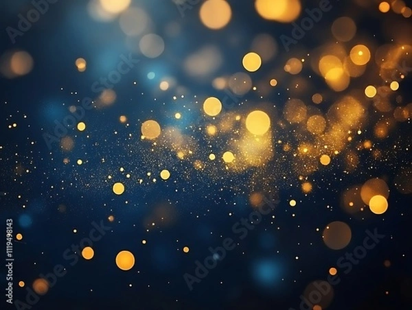 Fototapeta Abstract glowing Christmas light burst with a gradient from neon orange to neon silver, softly illuminated on a midnight blue canvas, perfect for holiday celebration themes, Generative Ai