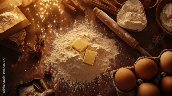 Fototapeta The Baking Process with Butter