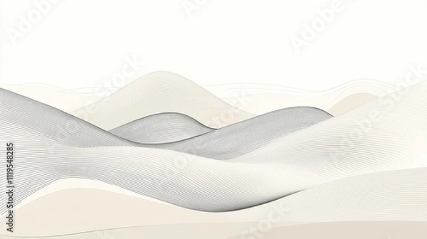 Fototapeta Abstract grayscale landscape with rolling hills and soft curves, minimalist design.