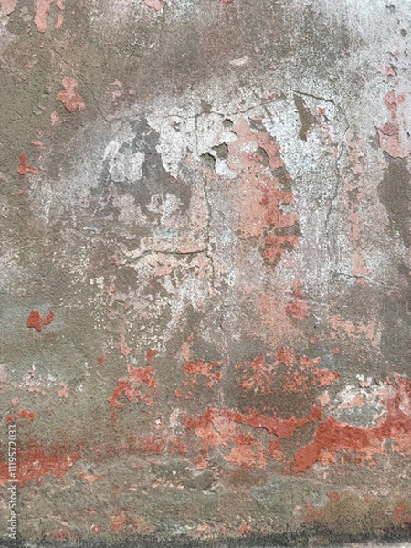 Fototapeta Textured plaster wall surface with peeling paint in various shades. Texture of the wall for background. Abstract colorful cement wall.  Wallpaper, backdrop, design
