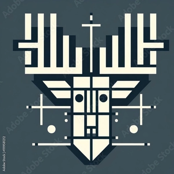 Fototapeta 27 Bauhaus Elk The antlers break into simple geometric shapes th