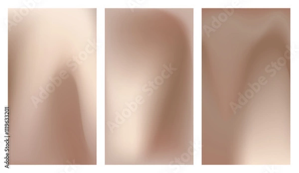Obraz Mocha Mousse. Set of elegance soft brown gradient background on trendy color 2025. Vertical banner for social media, presentation, branding, websites, cover, branding. Vector digital illustration