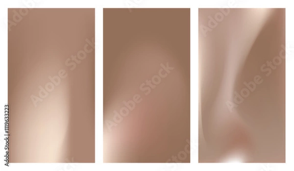 Obraz Mocha Mousse. Set of elegance soft brown gradient background on trendy color 2025. Vertical banner for social media, presentation, branding, websites, cover, branding. Vector digital illustration
