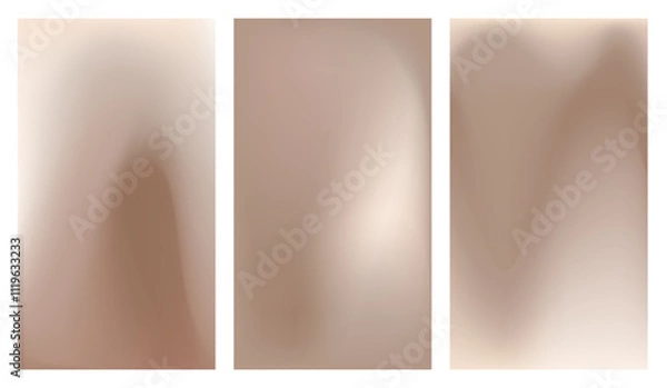 Obraz Mocha Mousse. Set of elegance soft brown gradient background on trendy color 2025. Vertical banner for social media, presentation, branding, websites, cover, branding. Vector digital illustration