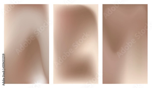 Obraz Mocha Mousse. Set of elegance soft brown gradient background on trendy color 2025. Vertical banner for social media, presentation, branding, websites, cover, branding. Vector digital illustration