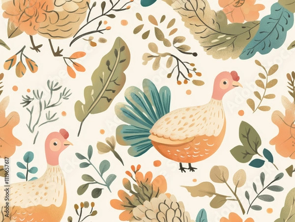 Fototapeta seamless background with birds