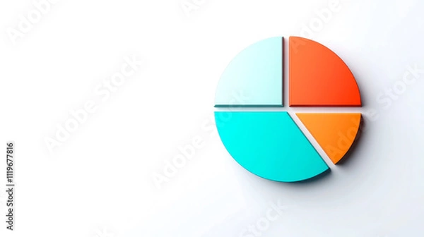 Obraz A colorful pie chart with four segments, set against a white background, representing data visualization and analysis.