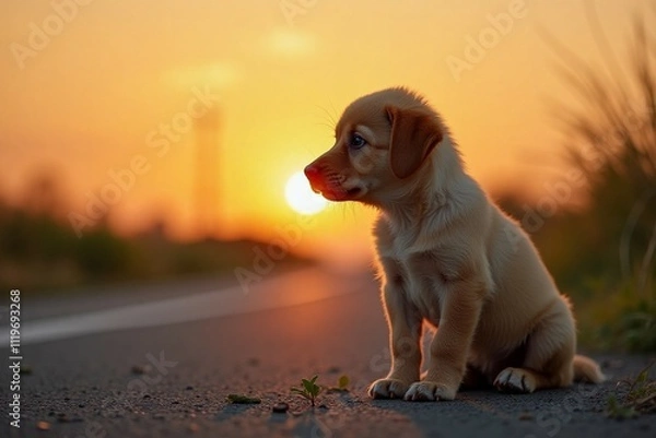 Obraz A dog at sunset