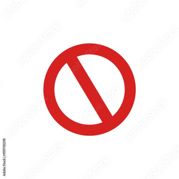 Obraz Ban Sign illustration, Prohibited circle sign, Ban icon isolated, Prohibition red icon, Red circle with cross line symbol isolated on transparent background. 