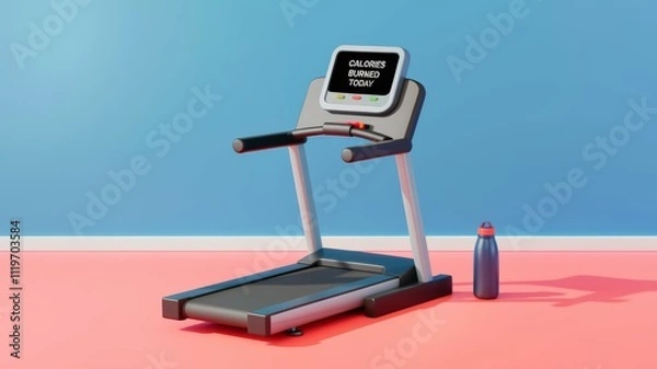 Fototapeta Running treadmill for burning calories, concept of exercise and fitness.