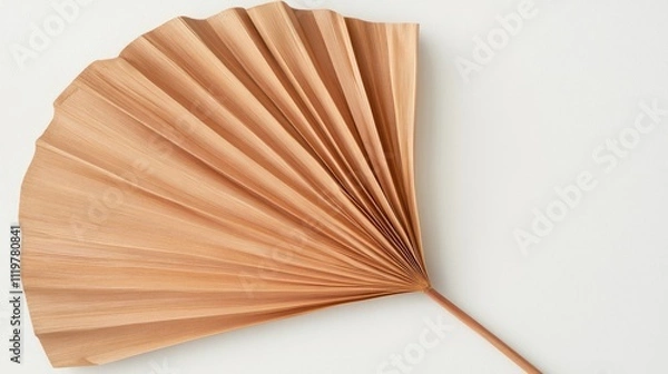 Fototapeta Minimalist close-up of a dry exotic palm leaf on a white background showcasing natural textures for plant decor and design inspiration.