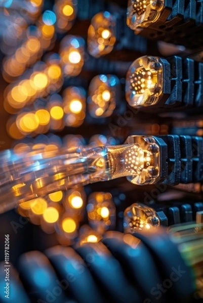 Fototapeta A bright cluster of lights with varied shapes and sizes, perfect for representing illumination, decoration or technology