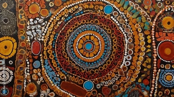 Fototapeta Abstract Colorful Mandala Inspired Artwork Featuring Circular Patterns