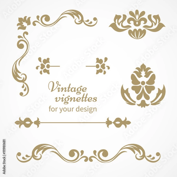 Fototapeta Vintage vignettes and frames