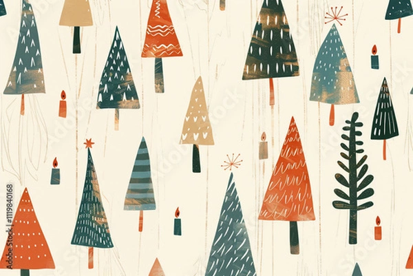 Fototapeta Scandinavian Christmas Aesthetic: White Wooden Background with Nordic Patterns, Natural Pine Cones, Andy Space for Text – Ideal for Holiday Promotions