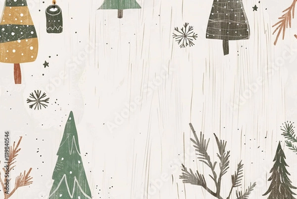Fototapeta Scandinavian Christmas Aesthetic: White Wooden Background with Nordic Patterns, Natural Pine Cones, Andy Space for Text – Ideal for Holiday Promotions
