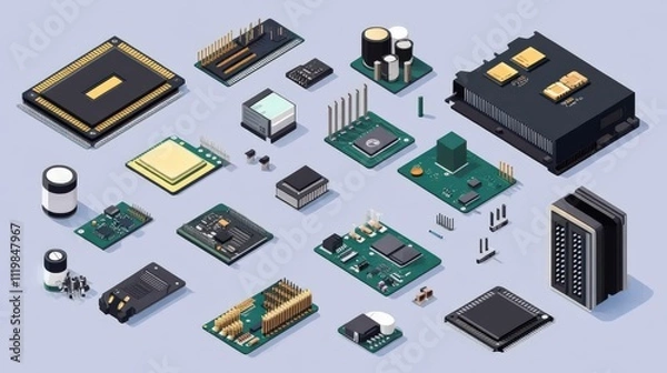 Obraz An Overview of Tiny Chip Vector Equipment Sets