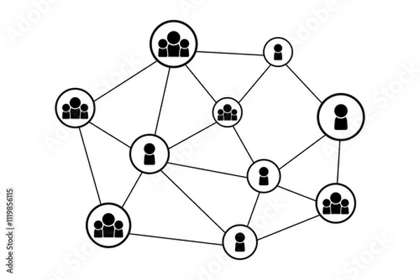 Fototapeta People Network Connection Icon. Technology. Logo. Vector Illustration