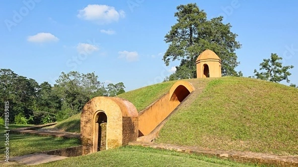 Obraz Burial mound (Maidam) of Ahom Kings, established by the first Ahom King in 1253 CE, Charaideo, Assam, India.
