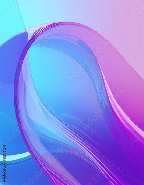 Obraz Flowing gradient transparent multilayer glass background, 3d rendering.