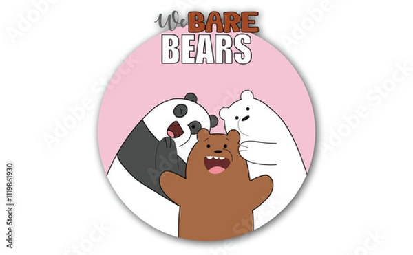 Obraz We bare Bars . Three cute bears cartoon vector based on the cartoon series, We Bare Bears.	