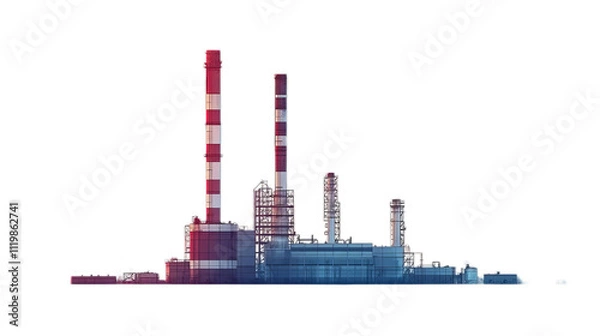 Obraz Industrial oil refineries located in isolation on a transparent background.