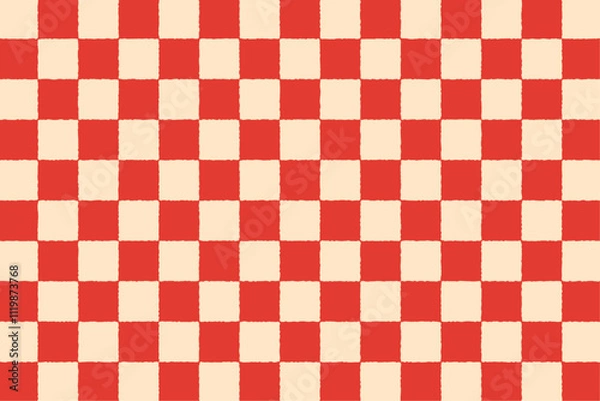 Fototapeta ラフな市松模様の背景イラスト　赤