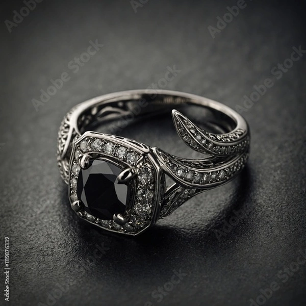 Obraz Design a ring with a rare black diamond.