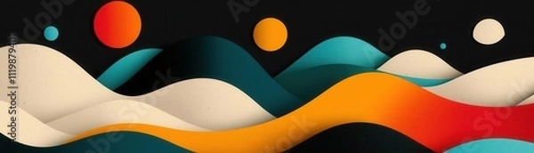 Fototapeta Abstract landscape art digital design colorful waves modern aesthetic creative expression vibrant environment