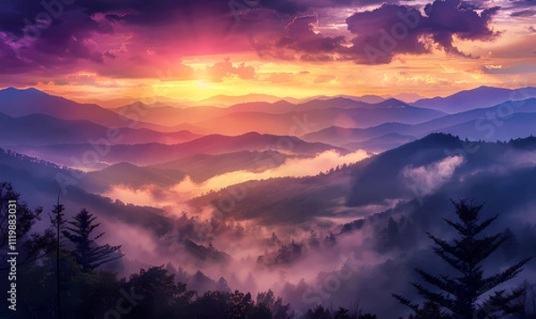 Obraz sunrise in the mountains