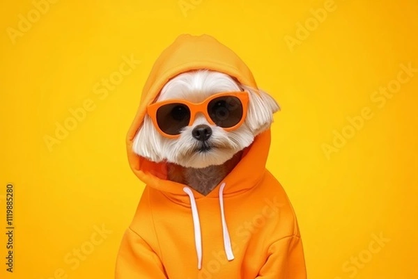 Fototapeta Cool Dog in Sunglasses and Hoodie: Funny Animal Photo