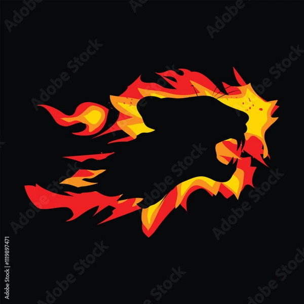 Obraz Portrait of panther among the fire