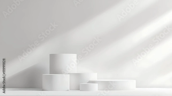 Obraz A banner for the online camera shop, with 4 podiums in different sizes against a simple background