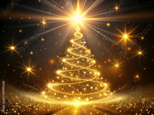 Obraz gold christmas tree