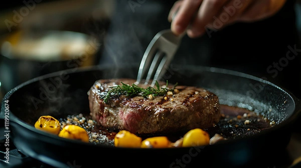 Obraz serving the main course, a steak