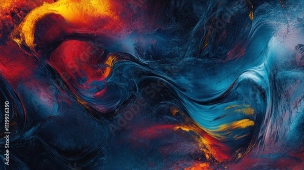 Obraz Abstract Swirling Colors: A Symphony of Blue, Red, and Gold