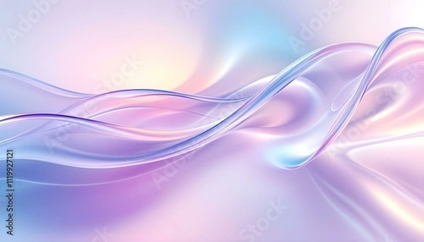 Fototapeta Transparent glass morphism modern texture. Holographic curved wave in motion. Gradient design element. Macro glass 3d Y2K renders an abstract background. Trendy futuristic motion design banner.