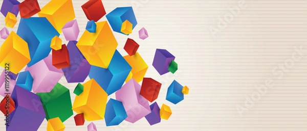 Fototapeta Abstract Colorful 3D Cubes on Neutral Background