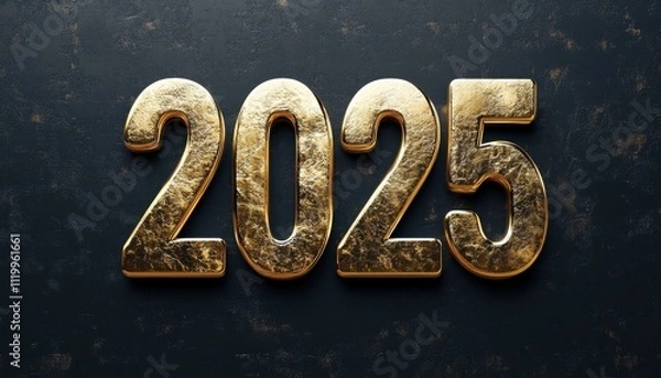 Fototapeta Golden Numbers Two Thousand Twenty Five on Dark Background