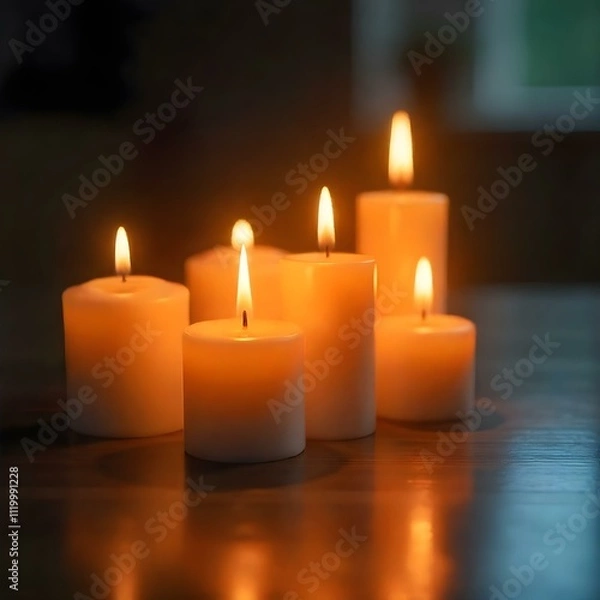 Fototapeta burning candles in the dark