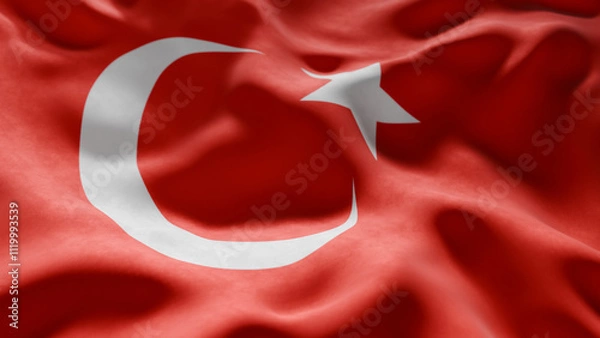 Obraz Close-up of Waving Turkey flag