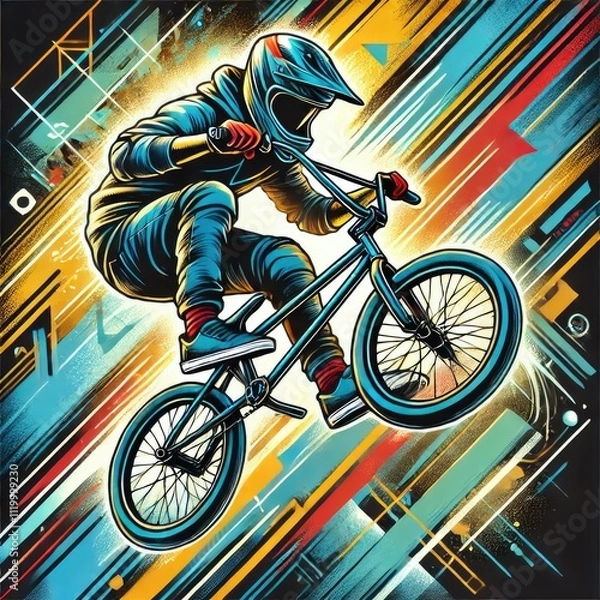Fototapeta Design a dynamic BMX action background.