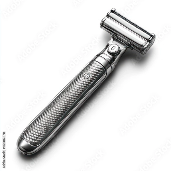 Fototapeta A sleek, metallic safety razor designed for a close and comfortable shave.