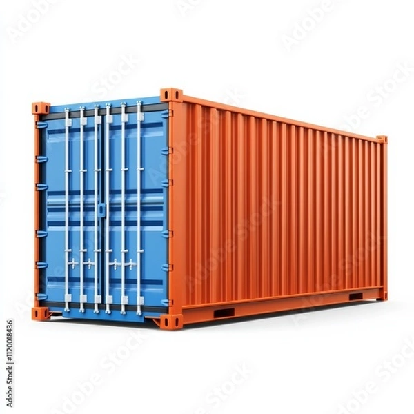 Fototapeta Polygonal 3d cargo container in dark blue background. Online cargo delivery service, logistics or tracking app concept. Abstract vector illustration of online freight delivery service