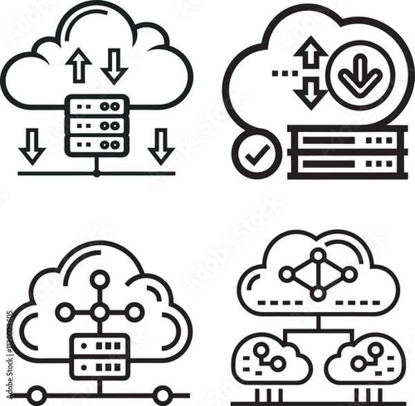 Obraz Simple black-and-white Cloud Computing Icons