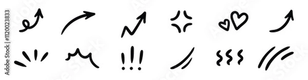 Fototapeta Line movement effect element cartoon emotion effect decoration icon Hand drawn cute doodle