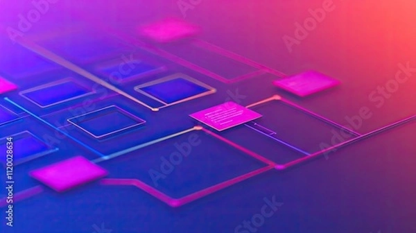 Fototapeta tax submit compliance  process. Abstract digital network with colorful geometric shapes.