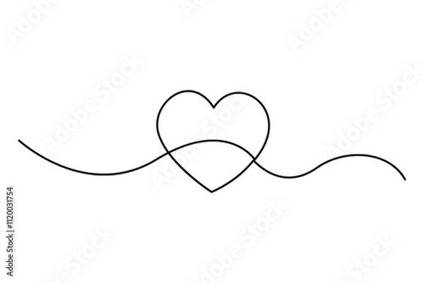 Fototapeta Heart continuous one line art drawing of heart hand drawn vector illustration

