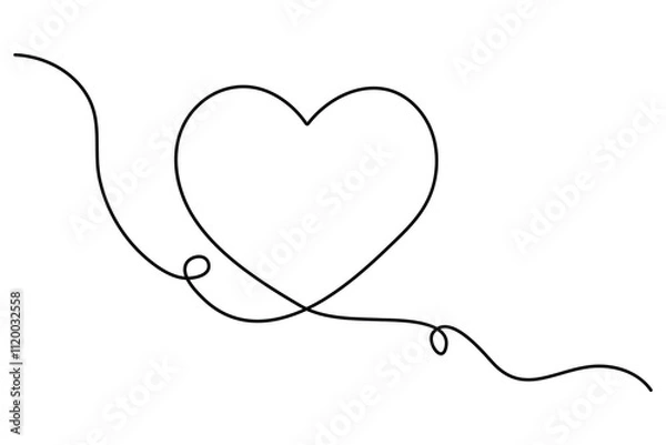 Fototapeta Heart continuous one line art drawing of heart hand drawn vector illustration

