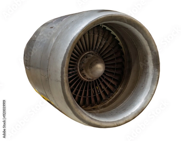 Fototapeta Mechanism of the  jet engine on white, isolated